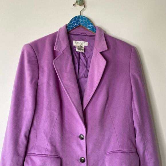 ESCADA Purple Piacenza Orylactus Italian Rabbit Wool Embellished Button Blazer - Picture 2 of 11